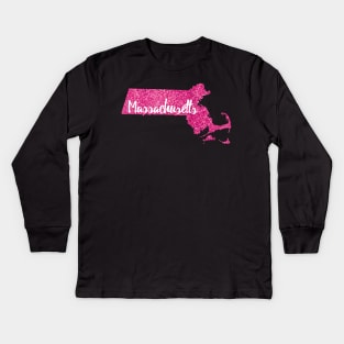 Sparkling Pink Massachusetts Kids Long Sleeve T-Shirt